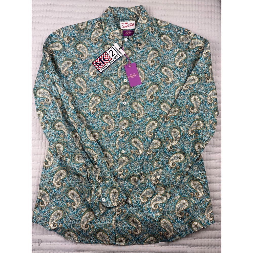 MC2 SAINT BARTH 100% COTTON LONG SLEEVE BUTTON DOWN SHIRT MADE IN MILANO/ITALY